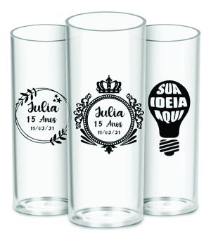 copo Long Drink Personalizado Plástico Transparente  4 Cor   